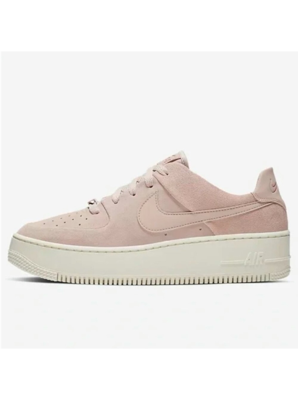Nike | Women’s Blush Pink Suede Low Top Platform Air Force 1 Sneakers Shoes 10